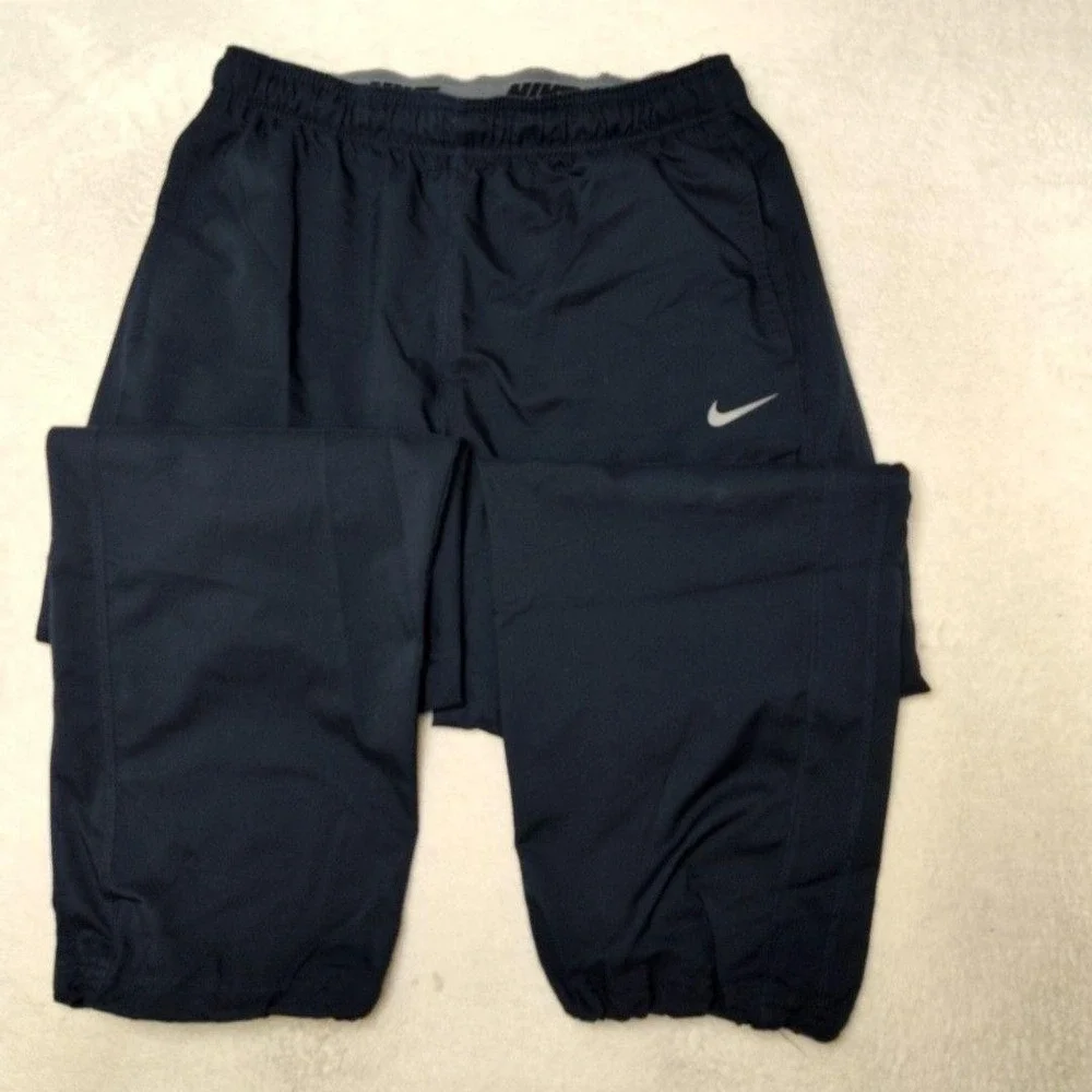 Nike‎ Track Pants Mens L Blue Woven Workout Lightweight Running Training 377788
